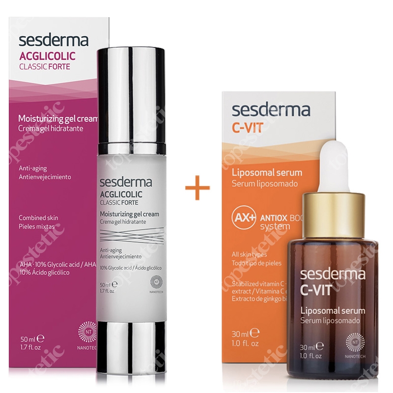 Sesderma Acglicolic Classic Forte + C-VIT Liposomal Serum ZESTAW Krem-żel nawilżający 50 ml + Serum liposomowe 30 ml