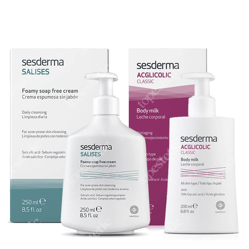 Sesderma Acglicolic Classic + Salises ZESTAW Mleczko do ciała 200 ml + Pienisty krem bez mydła 250 ml