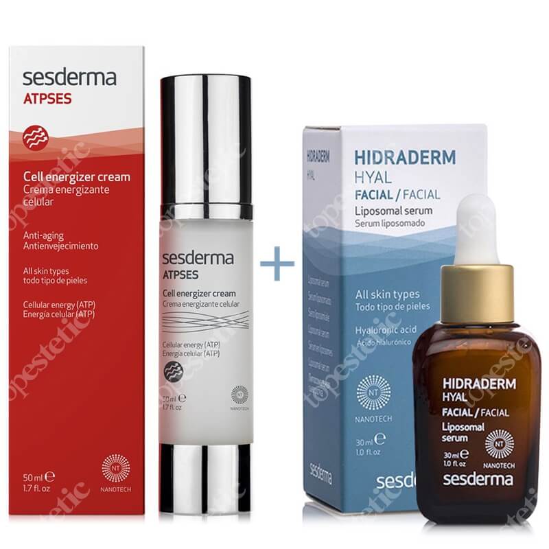 Sesderma Atpses Cream + Hidraderm Hyal Serum ZESTAW Krem nawilżający energetyzujący komórki 50 ml + Serum 30 ml