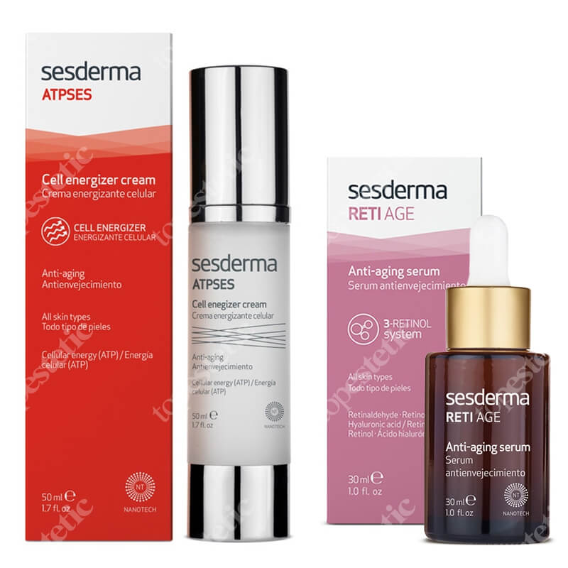 Sesderma Atpses + Reti Age Serum ZESTAW Krem nawilżający energetyzujący komórki 50 ml + Serum przeciwzmarszczkowe 30 ml