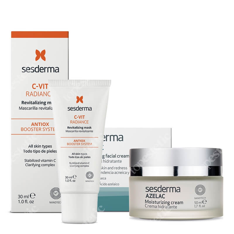 Sesderma Azelac + C-VIT Radiance ZESTAW Krem nawilżający do twarzy 50 ml + Rewitalizująca maska 30 ml