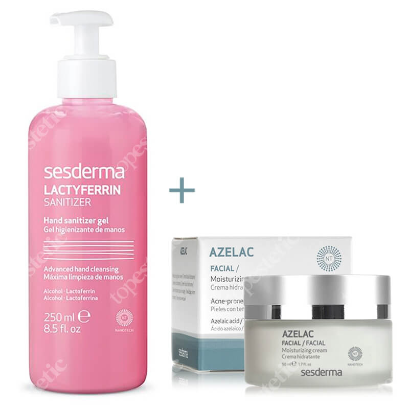Sesderma Azelac + Lactyferrin Hand Sanitizer Gel ZESTAW Krem nawilżający do twarzy 50 ml + Żel do dezynfekcji rąk 250 ml