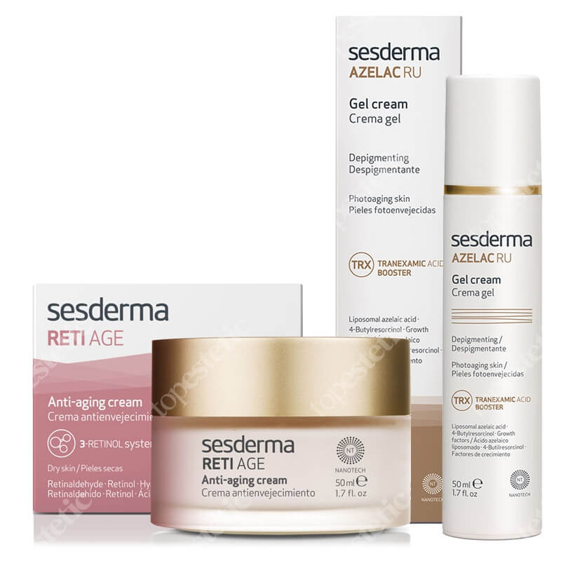 Sesderma Azelac RU Gel Cream + Reti Age Cream Anti Aging ZESTAW Krem-Żel depigmentujący 50 ml + Krem przeciwzmarszczkowy 50 ml