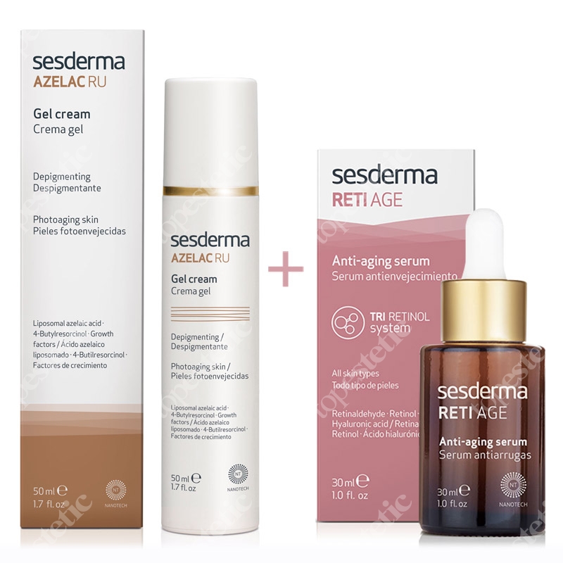 Sesderma Azelac RU Gel Cream + Reti Age Serum ZESTAW Krem-Żel depigmentujący 50 ml + Serum przeciwzmarszczkowe 30 ml