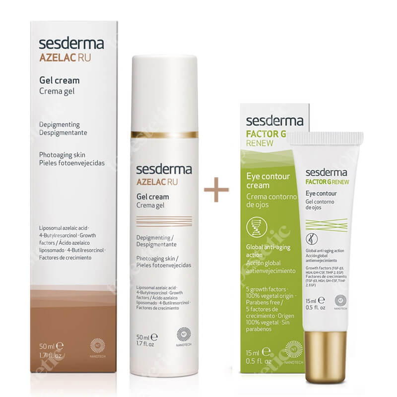 Sesderma Azelac RU Gel Cream + Eye Contour Gel Factor G ZESTAW Krem-żel depigmentujący 50 ml + Krem pod oczy 15 ml