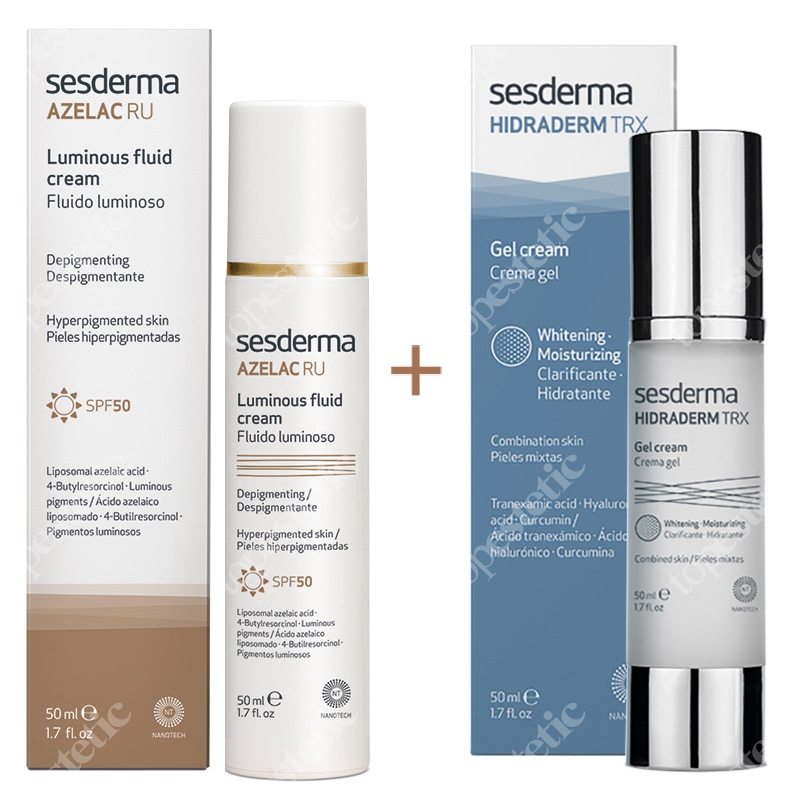Sesderma Azelac RU Luminous Fluid Cream + Hidraderm TRX Gel Cream ...