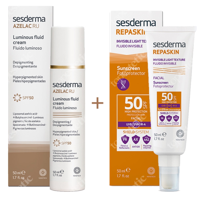 Sesderma Azelac RU Luminous Fluid Cream + Repaskin Fluido Invisible ...