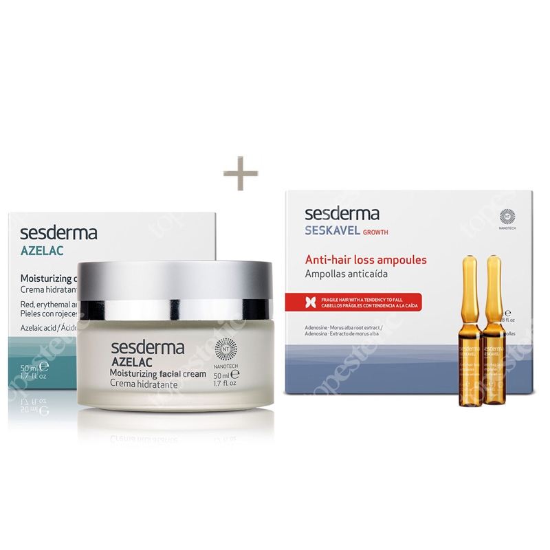 Sesderma Azelac + Seskavel AntiHair Loss Ampoules ZESTAW Krem