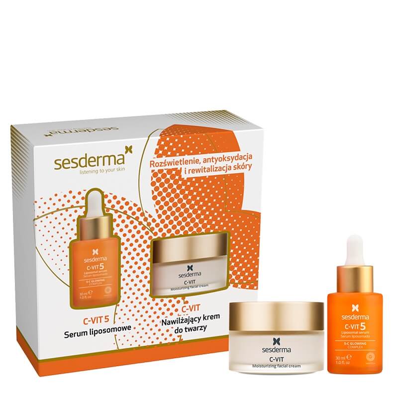 Sesderma C-VIT 5 Liposomal Serum + C-VIT Moisturizing Facial Cream ZESTAW Serum do twarzy z witaminą C 30 ml + Krem nawilżający 50 ml + Kartonik