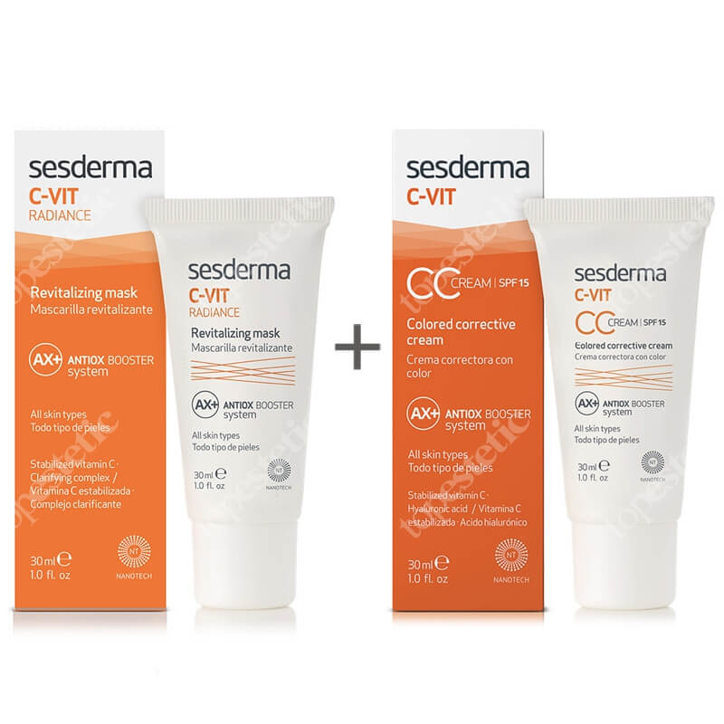 Sesderma C Vit CC Cream SPF 15 + C-VIT Radiance ZESTAW Krem CC z ochroną 30 ml + Rewitalizująca maska 30 ml