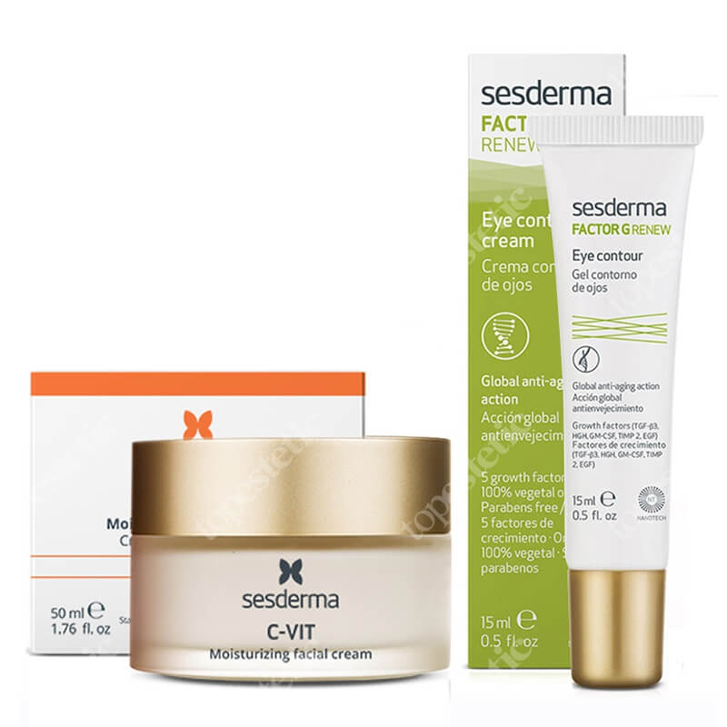 Sesderma C-VIT Cream + Factor G Eye Contour Gel ZESTAW Krem nawilżający 50 ml + Krem pod oczy 15 ml