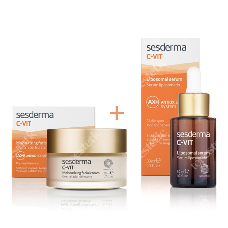 Sesderma C Vit Cream Serum Zestaw Krem Nawilżający 50 Ml Serum Liposomowe 30 Ml