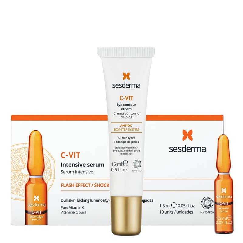Sesderma C-VIT Eye Contour Cream + C-VIT Intensive Serum ZESTAW Krem pod oczy 15 ml + Intensywne Serum 12% Ampułki 10 x 1,5 ml