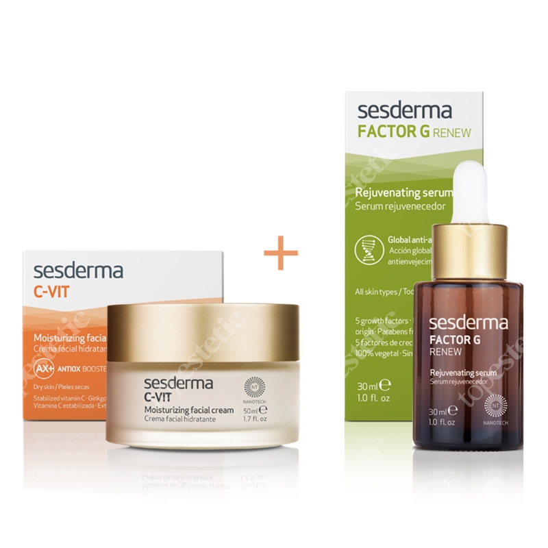 Sesderma C-VIT + Factor G ZESTAW Krem nawilżający 50 ml + Serum z pęcherzykami lipidowymi 30 ml