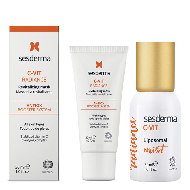 Sesderma C-VIT Liposomal Mist + C-VIT Radiance ZESTAW Mgiełka rozświetlająca 30 ml + Rewitalizująca maska 30 ml
