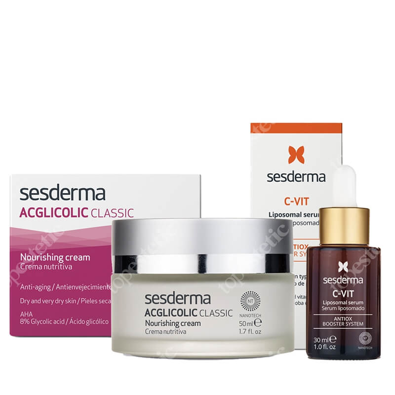 Sesderma C-VIT Liposomal Serum + Acglicolic Classic ZESTAW Serum liposomowe 30 ml + Krem odżywczy 50 ml