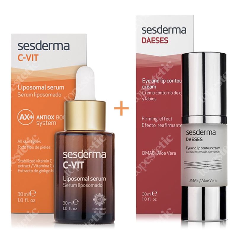 Sesderma C-VIT Liposomal Serum + Daeses Eye and Lip Contour Cream ZESTAW Serum liposomowe 30 ml + Krem kontur oczu i ust 30 ml