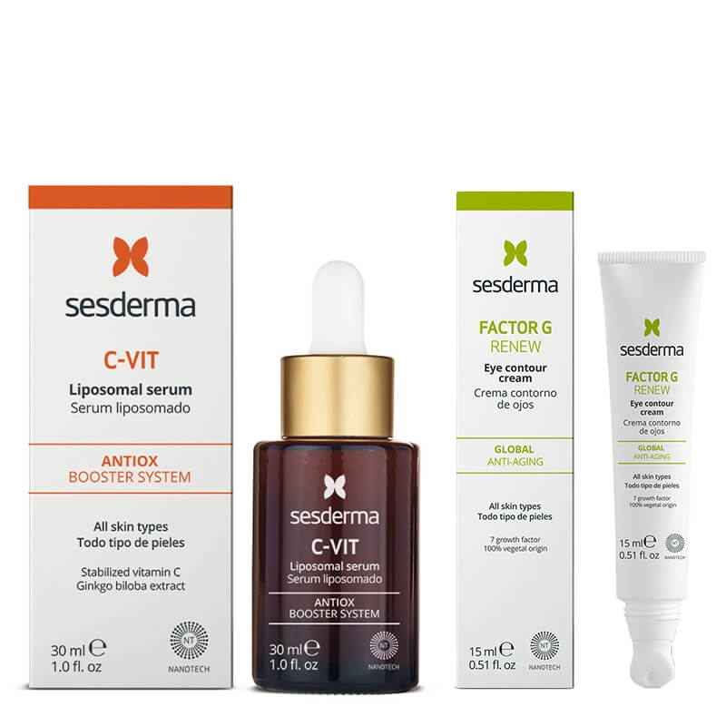 Sesderma C-VIT Liposomal Serum + Factor G Eye Contour Cream ZESTAW Serum liposomowe 30 ml + Przeciwstarzeniowy krem pod oczy 15 ml