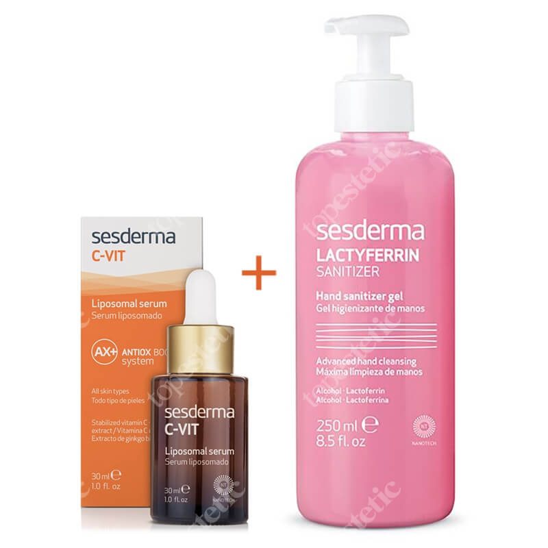 Sesderma C-VIT Liposomal Serum + Lactyferrin Hand Sanitizer Gel ZESTAW Serum liposomowe 30 ml + Żel do dezynfekcji rąk 250 ml