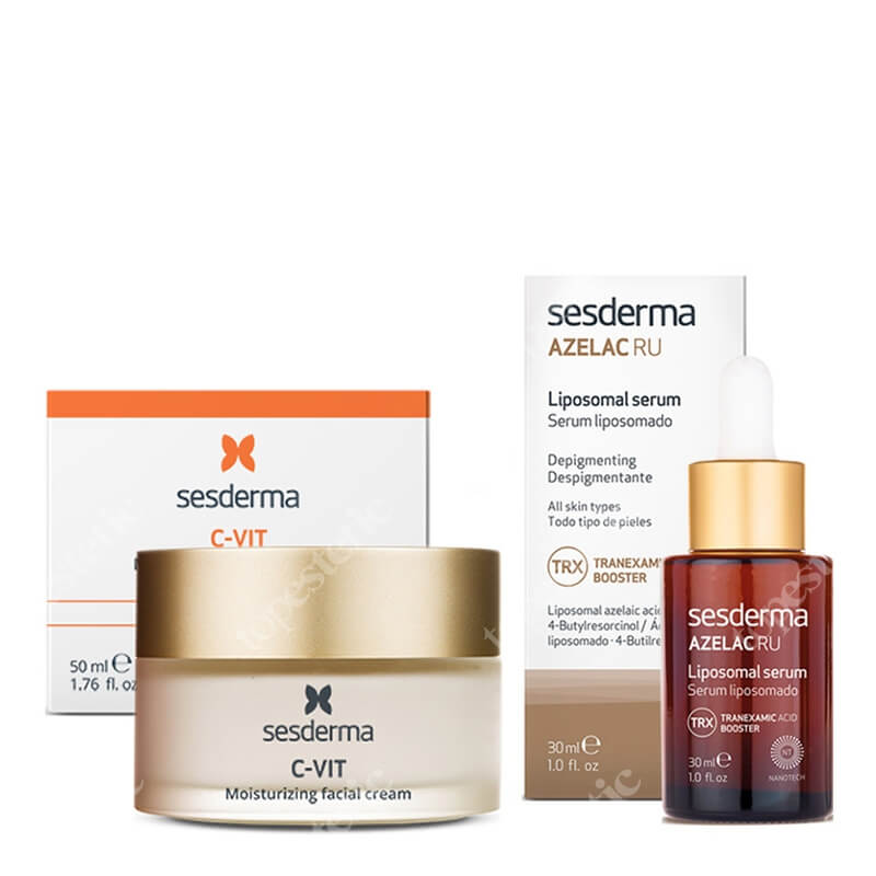 Sesderma C-VIT Moisturizing Facial Cream + Azelac RU serum ZESTAW Krem nawilżający 50 ml + Serum liposomowe 30 ml