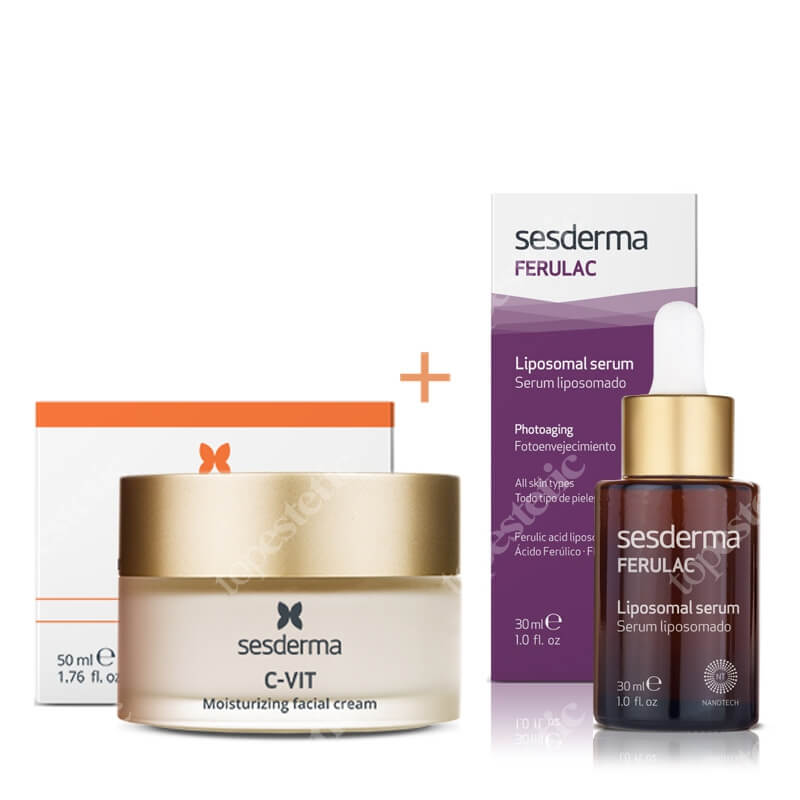 Sesderma C-VIT Moisturizing Facial Cream + Ferulac serum ZESTAW Krem nawilżający 50 ml + Serum liposomowe 30 ml