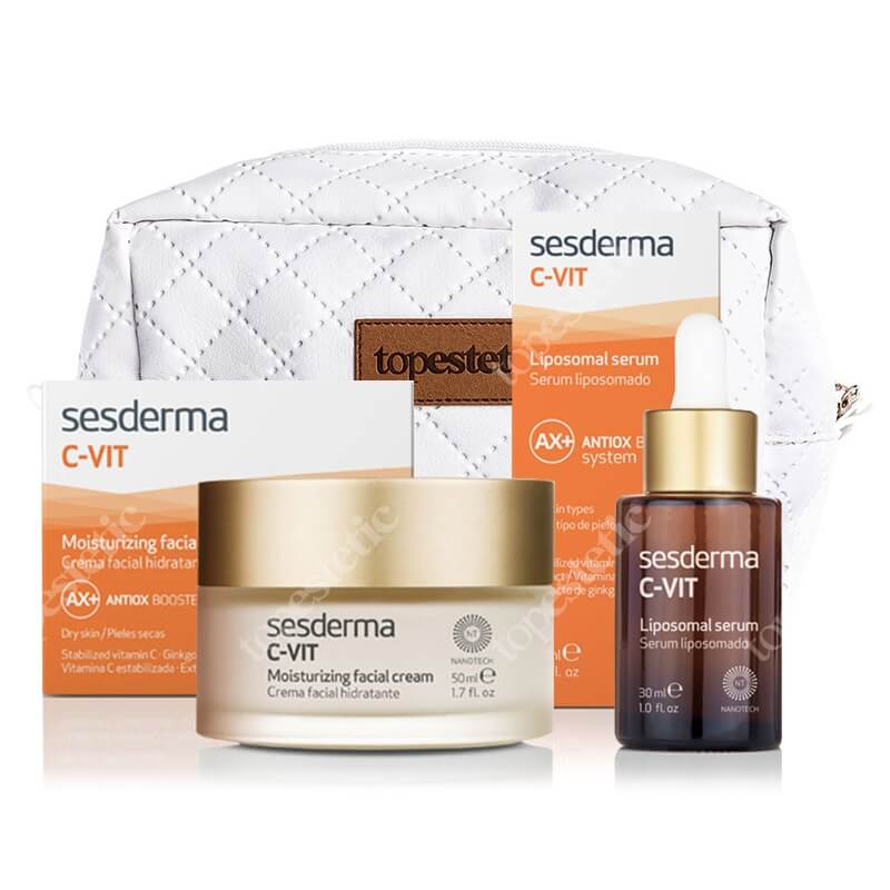 Sesderma C-VIT Moisturizing Facial Cream + Liposomal Serum + Kosmetyczka ZESTAW Krem nawilżający 50 ml + Serum liposomowe 30 ml + kosmetyczka