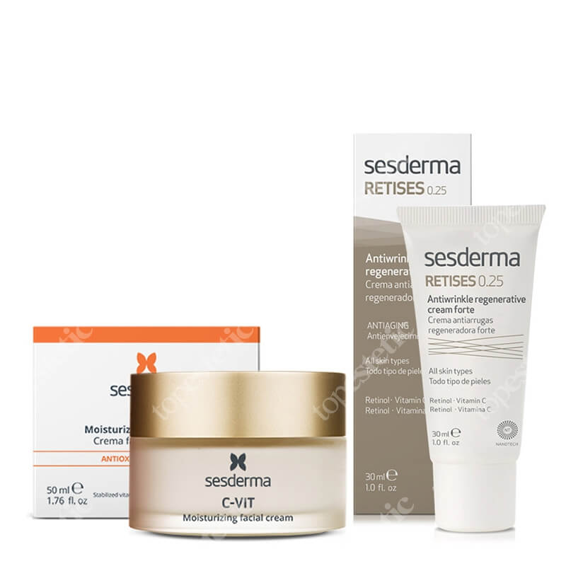 Sesderma C-VIT Moisturizing Facial Cream + Retises 0,25% ZESTAW Krem nawilżający 50 ml + Regenerujący krem przeciwzmarszczkowy 30 ml