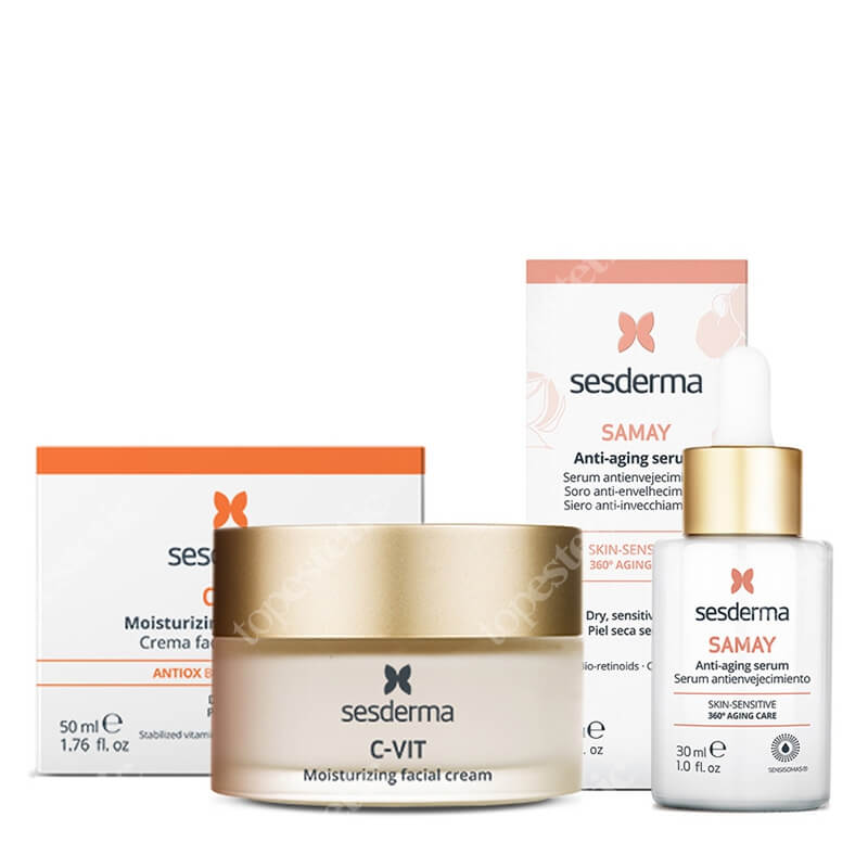 Sesderma C-VIT Moisturizing Facial Cream + Samay Anti Aging Serum ZESTAW Krem nawilżający 50 ml + Serum przeciwstarzeniowe 30 ml