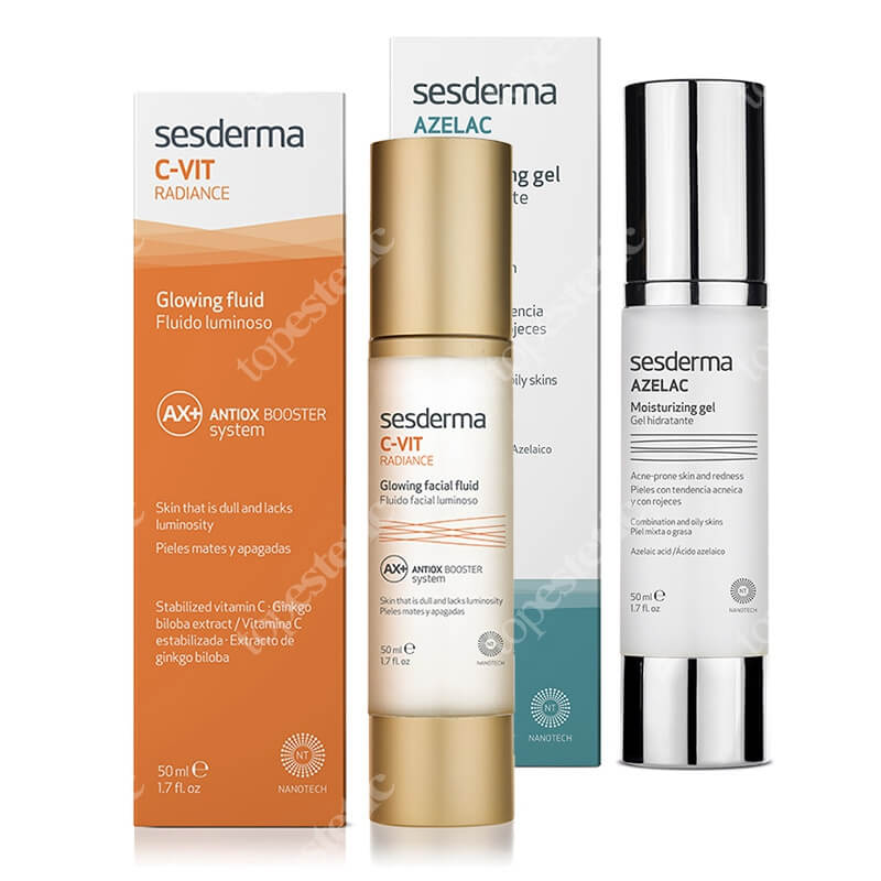 Sesderma C-VIT Radiance + Azelac Moisturizing Gel ZESTAW Krem ...