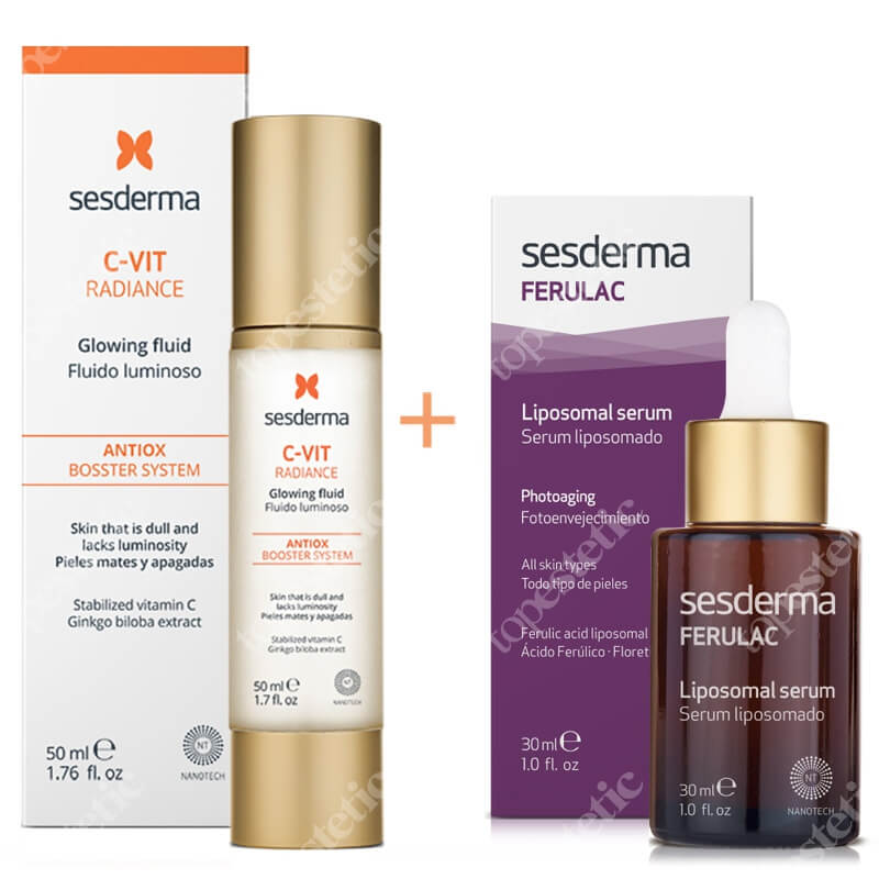 Sesderma C-VIT Radiance + Ferulac Serum ZESTAW Krem rozświetlający 50 ml + Serum liposomowe 30 ml