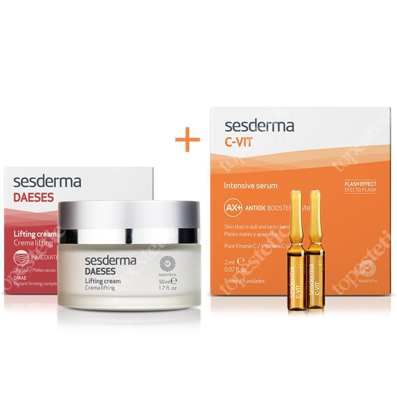 Sesderma Daeses Lifting Cream + C-VIT Intensive Serum ZESTAW Krem liftingujący 50 ml + Intensywne Serum 12% Ampułki 5 x 2 ml