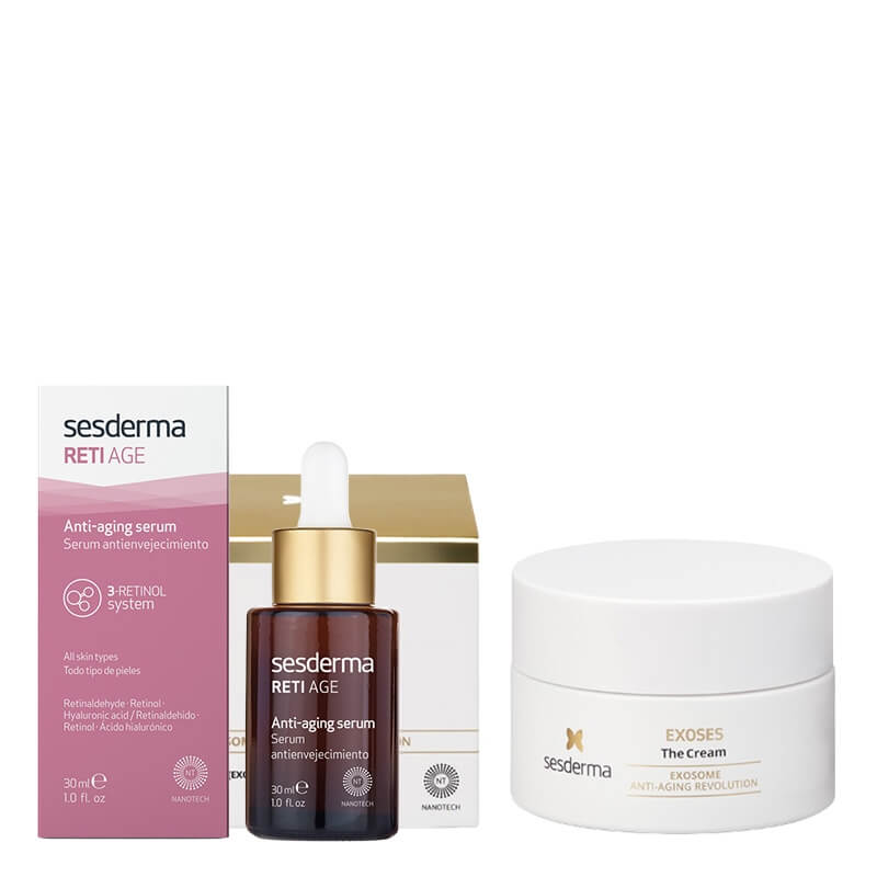 Sesderma Exoses Cream + Reti Age Serum ZESTAW Krem z egzosomami dla skóry mieszanej i suchej 50 ml + Serum przeciwzmarszczkowe 30 ml