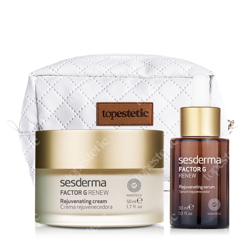Sesderma Factor G Cream + Serum + Kosmetyczka ZESTAW Regenerujący krem przeciwstarzeniowy 50 ml + Serum z pęcherzykami lipidowymi 30 ml + Kosmetyczka