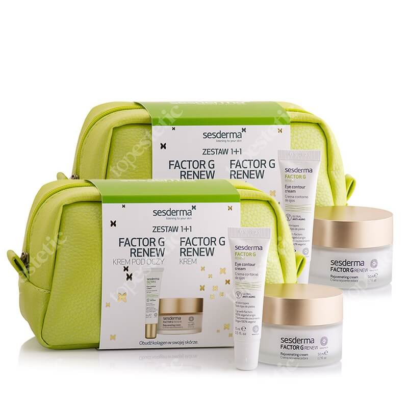 Sesderma Factor G - Rejuvenating Cream + Eye Contour Gel Factor G x 2 ZESTAW Regenerujący krem przeciwstarzeniowy 50 ml + Krem pod oczy 15 ml + Kosmetyczka x 2