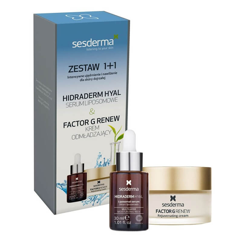 Sesderma Factor G - Rejuvenating Cream + Hidraderm Hyal Liposomal Serum ZESTAW Regenerujący krem przeciwstarzeniowy 50 ml + Serum 30 ml, kartonik