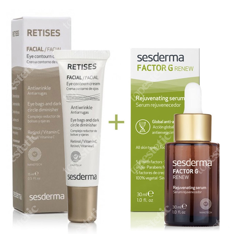 Sesderma Factor G - Rejuvenating Serum + Retises 0,05% ZESTAW Serum z pęcherzykami lipidowymi 30 ml + Przeciwzmarszczkowy krem pod oczy 15 ml