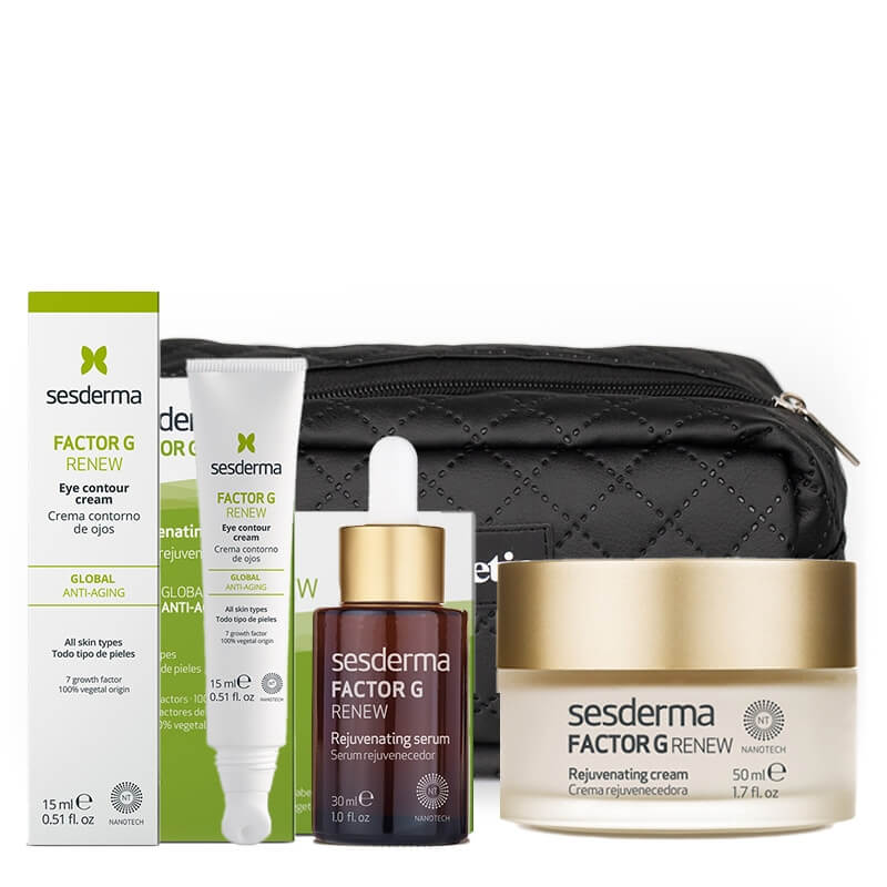 Sesderma Factor G Set ZESTAW Serum z pęcherzykami lipidowymi 30 ml + Regenerujący krem przeciwstarzeniowy 50 ml + Krem pod oczy 15 ml + Czarna, duża 1 szt