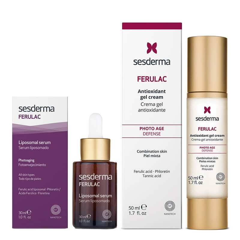 Sesderma Ferulac Liposomal Serum + Ferulac Cream - Gel ZESTAW Serum liposomowe 30 ml + Antyoksydacyjny krem - żel do twarzy z kwasem ferulowym 50 ml