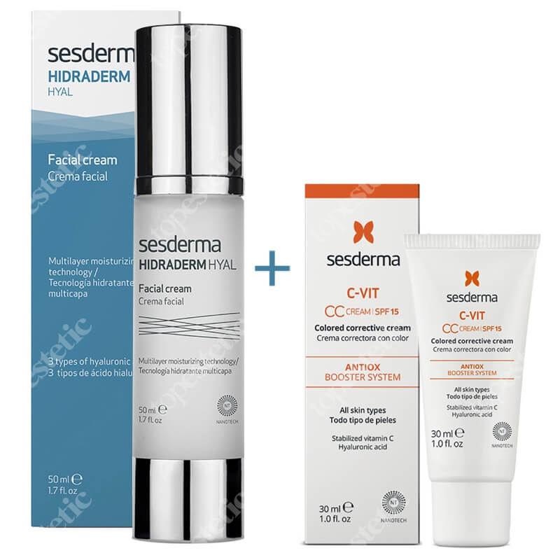 Sesderma Hidraderm Hyal + C Vit CC Cream SPF 15 ZESTAW Krem do twarzy 50 ml + Krem CC z ochroną 30 ml