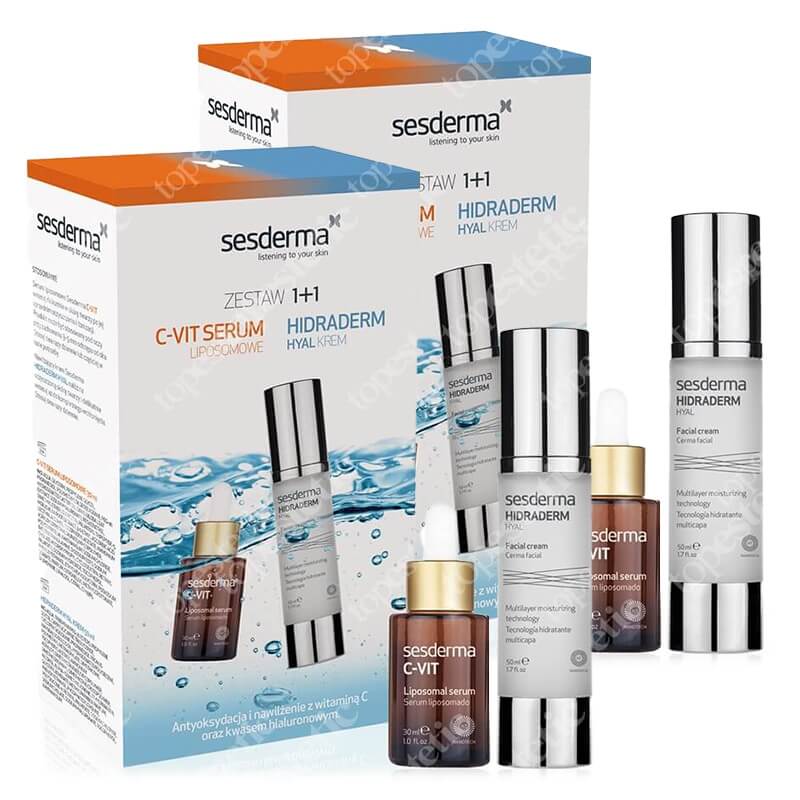 Sesderma Hidraderm Hyal + C-VIT Liposomal Serum x 2 ZESTAW Krem do twarzy 50 ml + Serum liposomowe 30 ml Kartonik x 2