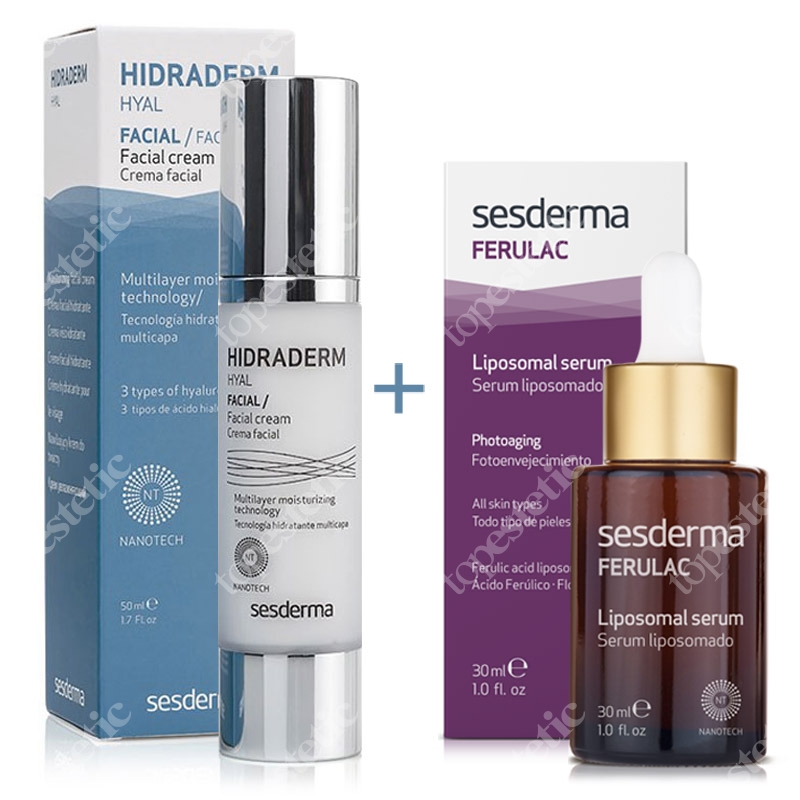 Sesderma Hidraderm Hyal + Ferulac ZESTAW Krem do twarzy 50 ml + Serum liposomowe 30 ml
