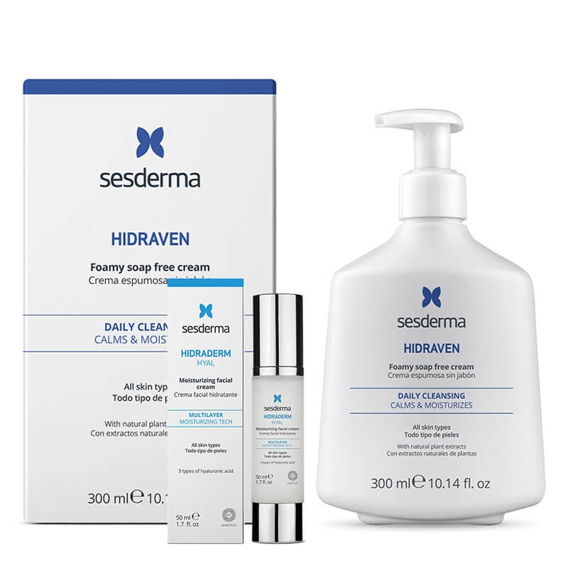 Sesderma Hidraderm Hyal + Hidraven ZESTAW Krem do twarzy 50 ml + Pienisty krem 300 ml