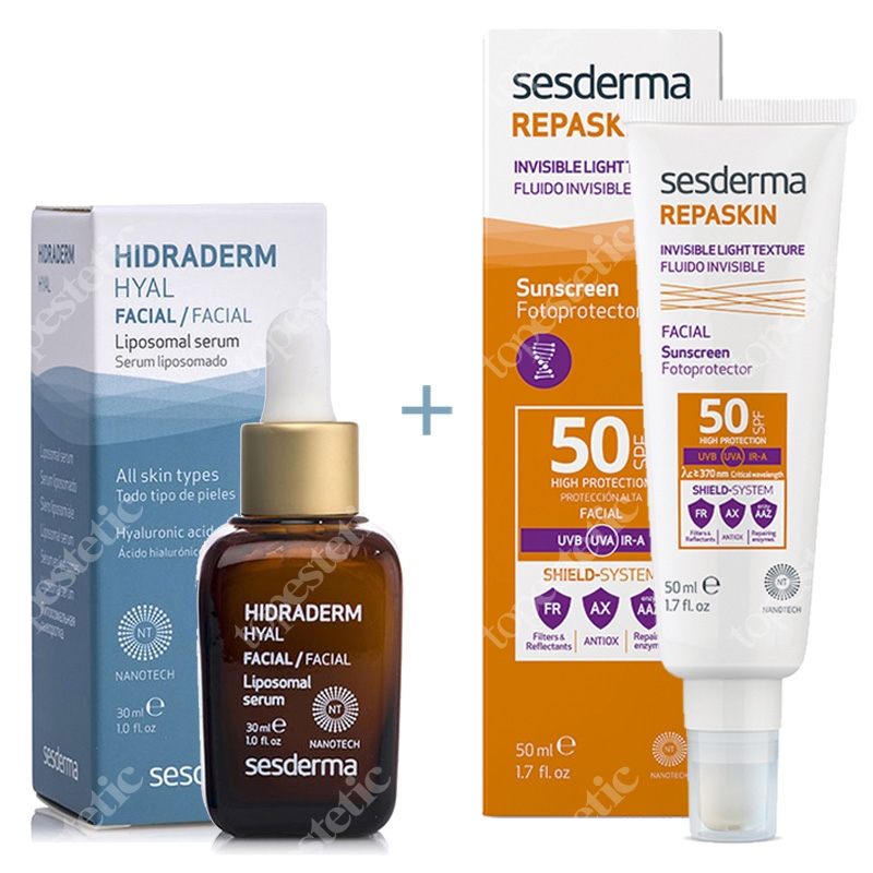 Sesderma Hidraderm Hyal Liposomal Serum + Repaskin Fluido Invisible ZESTAW Serum 30 ml + Krem-żel SPF50 50 ml