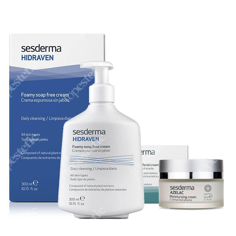Sesderma Hidraven + Azelac ZESTAW Pienisty krem 300 ml + Krem nawilżający do twarzy 50 ml