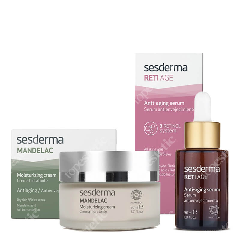 Sesderma Mandelac Cream+ Reti Age Serum ZESTAW Krem nawilżający 50 ml + Serum przeciwzmarszczkowe 30 ml