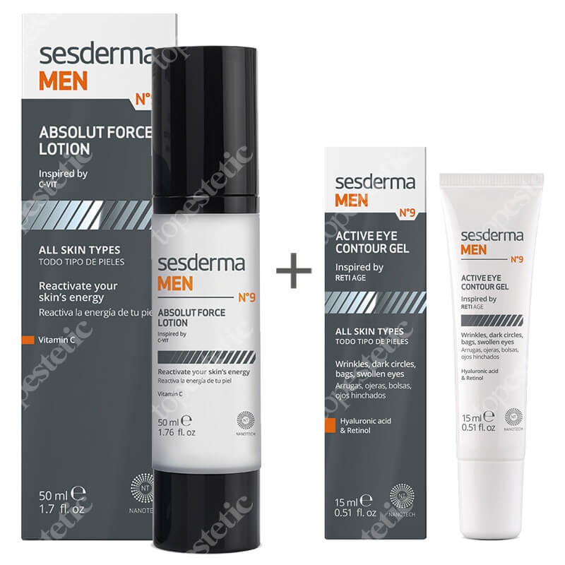 Sesderma MEN N9 Absolute Force Lotion + MEN N9 Active Eye Contour Gel ZESTAW Rewitalizująca emulsja do twarzy dla mężczyzn 50 ml + Żel pod oczy dla mężczyzn 15 ml