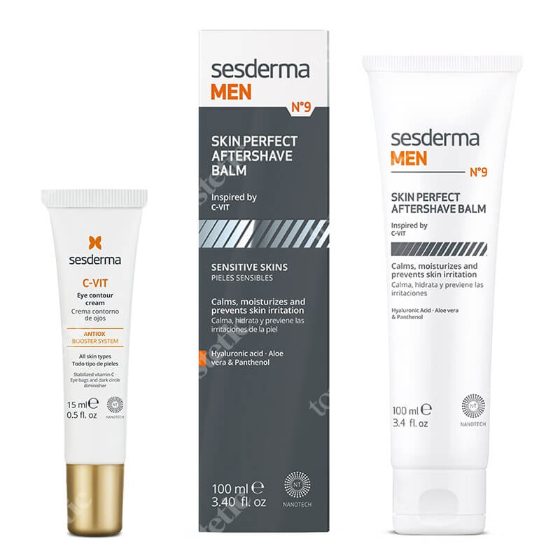 Sesderma MEN N9 Skin Perfect Aftershave Balm + C-VIT Eye Contour Cream ZESTAW Balsam po goleniu dla mężczyzn 100 ml + Krem pod oczy 15 ml