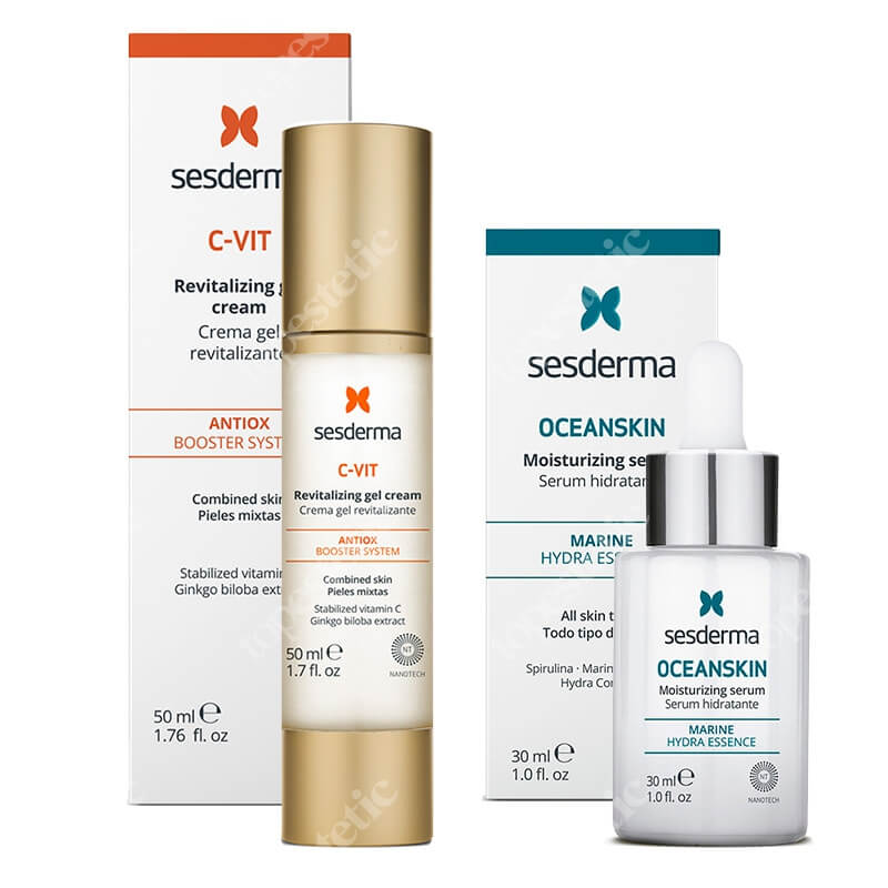 Sesderma Oceanskin Moisturizing Serum + C Vit Revitalizing Gel Cream ZESTAW Serum nawilżające 30 ml + Krem żel 50 ml