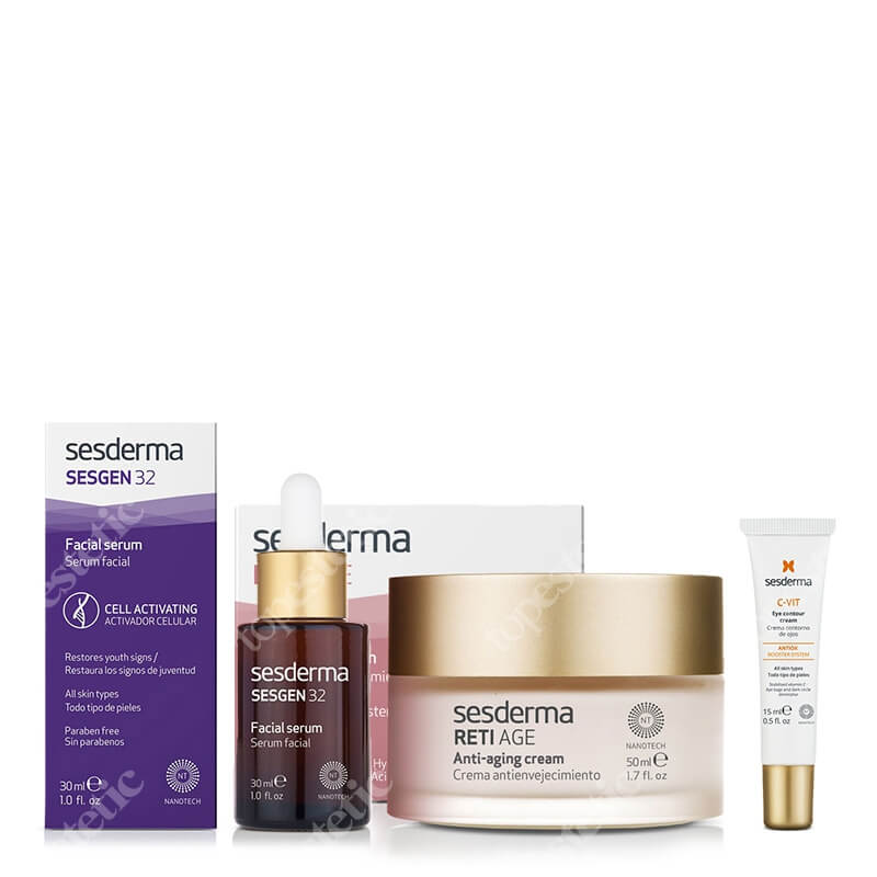 Sesderma Pielęgnacja Odmładzająca ZESTAW Serum aktywujące komórki 30 ml + Krem przeciwzmarszczkowy 50 ml + Krem pod oczy 15 ml