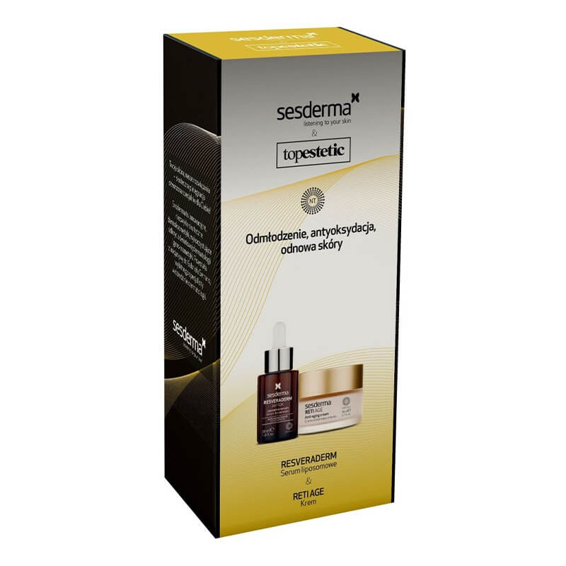 Sesderma Pielęgnacja Odmładzająca ZESTAW Serum liposomowe 30 ml + Krem przeciwzmarszczkowy 50 ml, Kartonik
